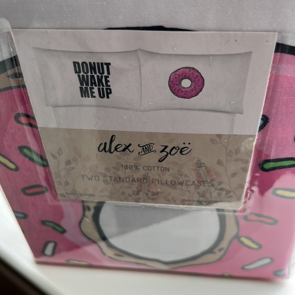 ALEX AND ZOE 20”x30” STANDARD DONUT WAKE ME UP AND DONUT PILLOWCASES - Picture 2 of 3